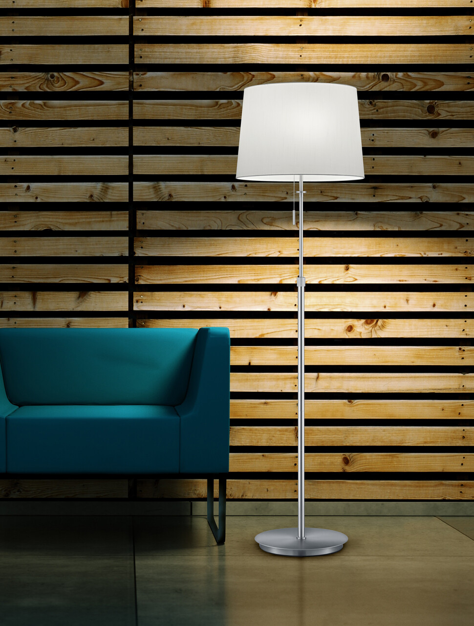 Lampadar Lyon, TRIO, 46.3x180 cm, 60W, 3x E27, metal, nichel mat/alb - imagine 7